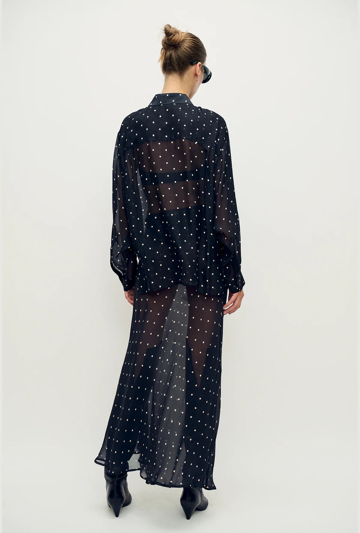 Chiffon Wrap Shirt Small Polka Dot