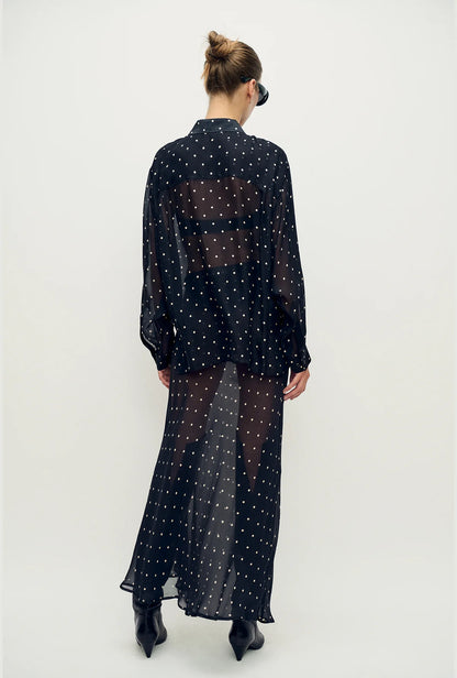 Chiffon Wrap Shirt Small Polka Dot