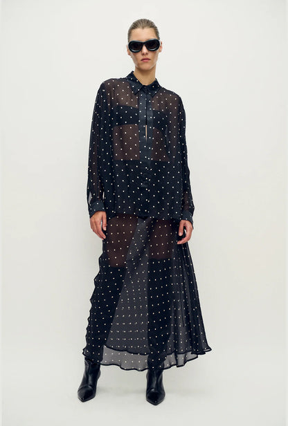 Chiffon Wrap Shirt Small Polka Dot