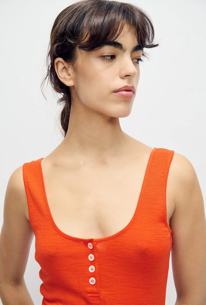 Merino Henley Tank Sunset
