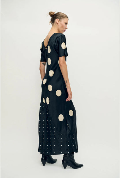 Short Sleeve Bias Dress Polka Dot