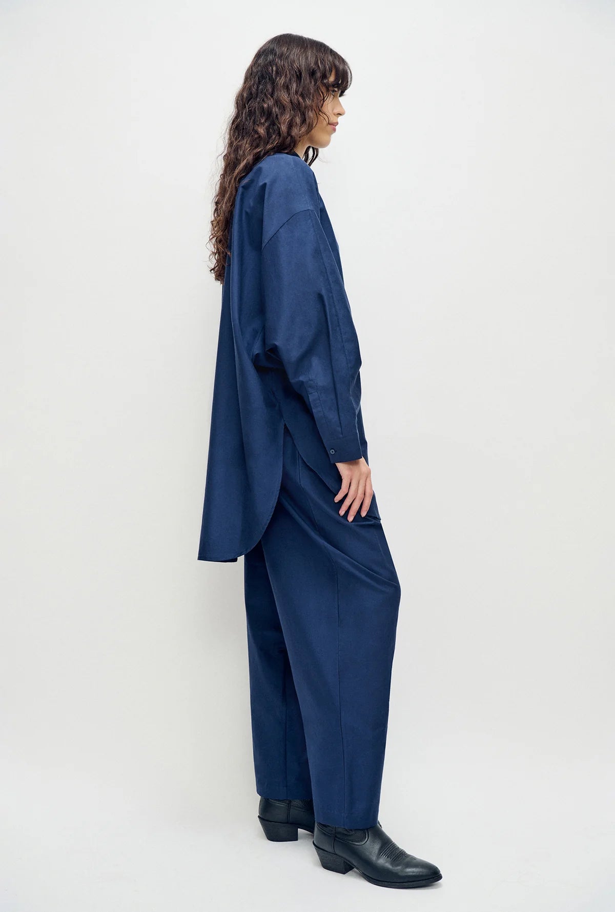 Cotton Silk Round Shirt Midnight