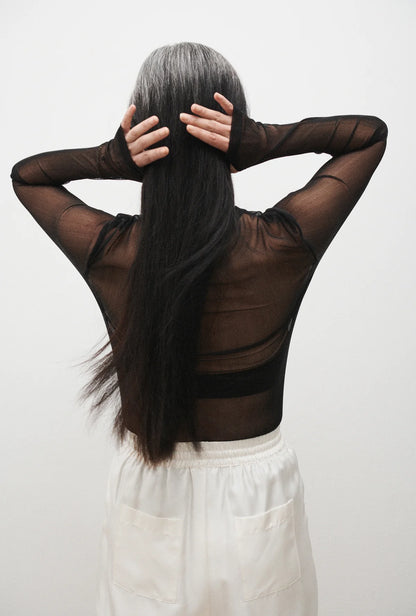 Mesh Long Sleeve Top Black
