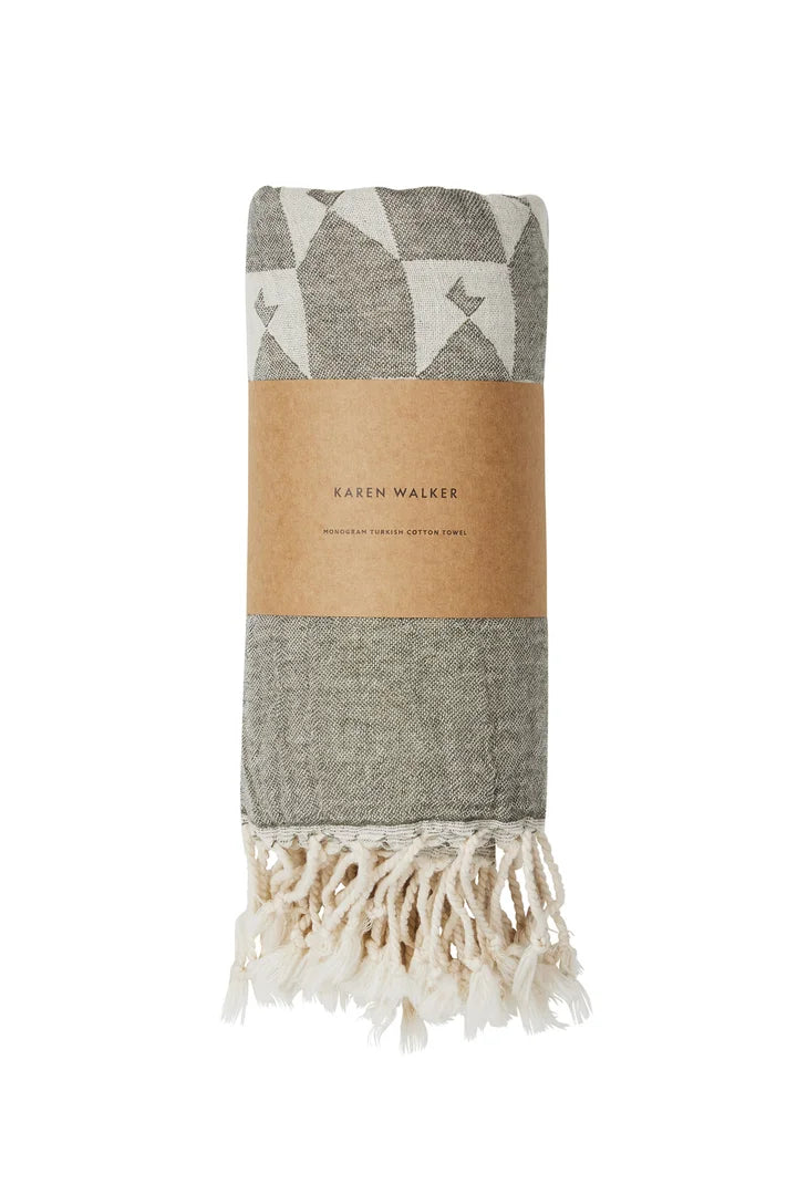 Monogram Turkish Towel - Olive