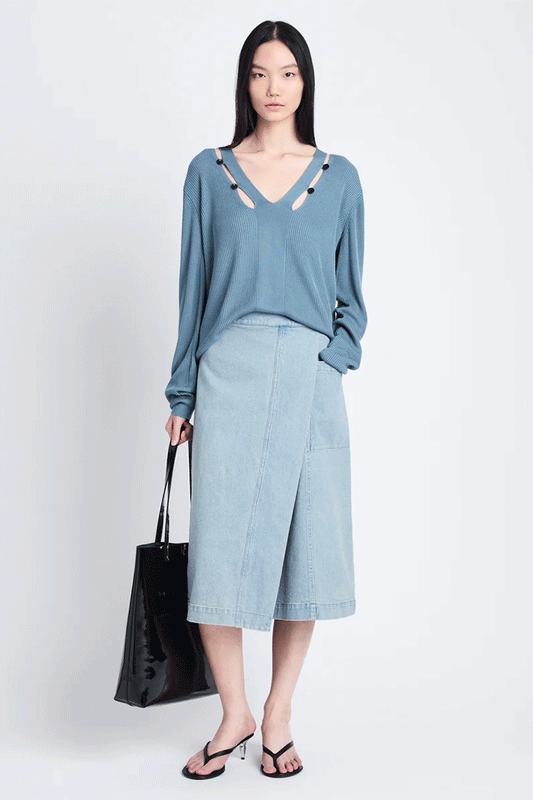 Iris Wrap Skirt Grey Indigo