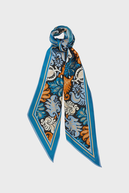 Tapestry Floral Sash Scarf - Silk Twill Jewel Multi