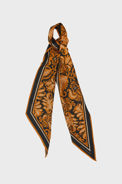 Tapestry Floral Sash Scarf - Silk Twill Tobacco Multi